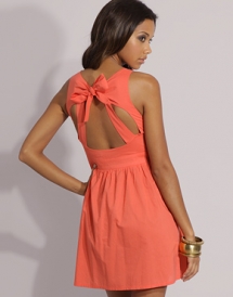 Open Back Dress with Bow - Cute Dresses