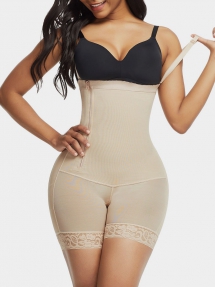 Open Bust Body Shaper With Side Zip - Bodysuit Shaper