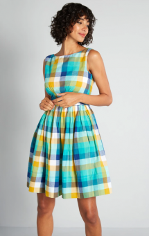 Picnics on the French Riviera Plaid A-Line Dress - Summer Clothes Are Calling