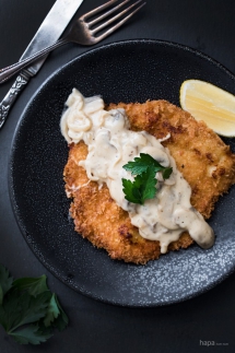 Pork Schnitzel with Mushroom Gravy  - Tasty Grub
