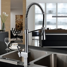 Single Handle Solid Brass Spring Pull Down Kitchen Faucet - Chrome Finish-- FaucetSuperDeal.com - Office Cleaning Brampton