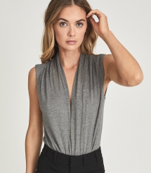 Sleeveless Plunge Bodysuit - Comfy Clothes 