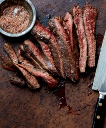 Sliced medium rare flank steak - Steak