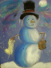 Snowmen at Night - Chalk Pastel Art - Art Fun