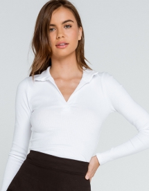 Solid Johnny Collar Womens White Top - Clothing, Shoes & Accessories