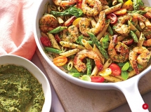 Spinach Pesto Pasta with Shrimp - I love to cook
