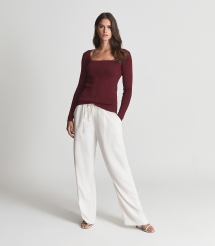 Square Neck Jersey Top - Comfy Clothes 