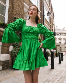 Square Neck Mini Dress in Green - Chapter IV