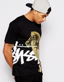 Stussy T-Shirt with Lion Print - T-Shirts