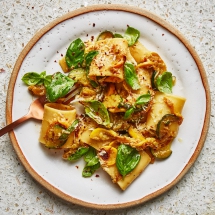 Summer Squash and Basil Pasta - Cooking