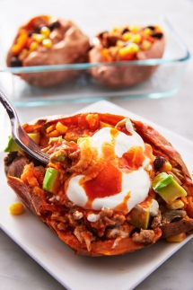 Taco Stuffed Sweet Potatoes - Cooking