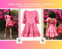 The Amber Open Back Cotton Mini Dress in Watermelon Pink - Chapter I