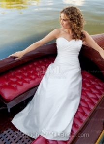 White Taffeta Floor Length Sweetheart Empire Wedding Dress - Our destination wedding