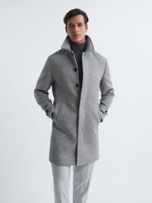 Wool Blend Check Epsom Overcoat - Men's Style