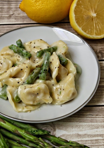 3 Cheese Tortellini & Asparagus with Creamy Lemon Sauce