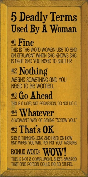 5 Deadly Terms Used By a Woman