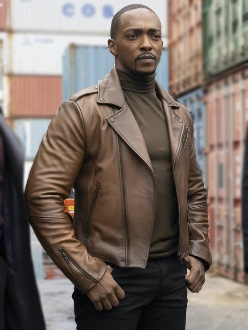 Anthony Mackie The Falcon and the Winter Soldier Brown Leather Jacket