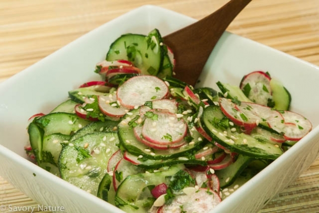Asian Cucumber & Radish Salad with Cilantro