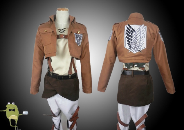 Attack on Titan Eren Jaeger Cosplay Costume + Wig