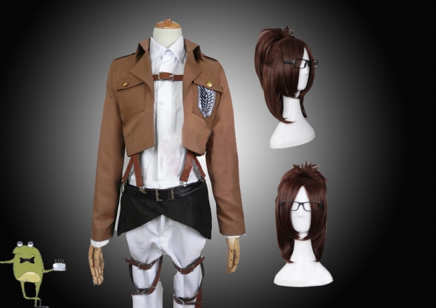 Attack on Titan Hanji Zoe Cosplay Costume + Wig