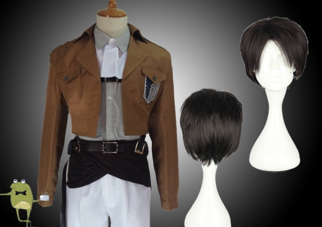Attack on Titan Levi Ackerman Cosplay Costume + Wig