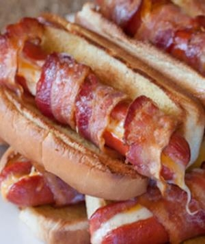 Bacon Wrapped Cheese Dogs