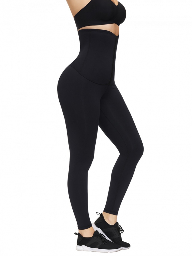  Black Hooks Waist Trainer Shapewear Leggings Slimming Belly - Image 3