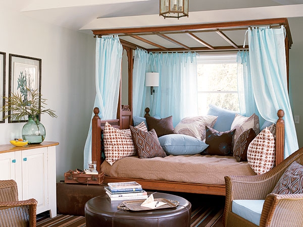 Blue & brown beach bedroom