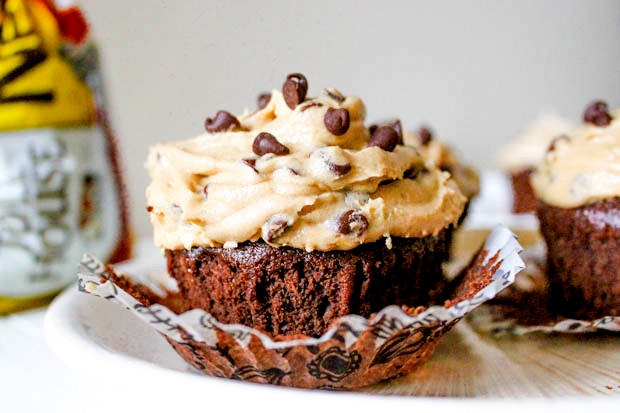 Brownie cupcakes with cookie dough frosting