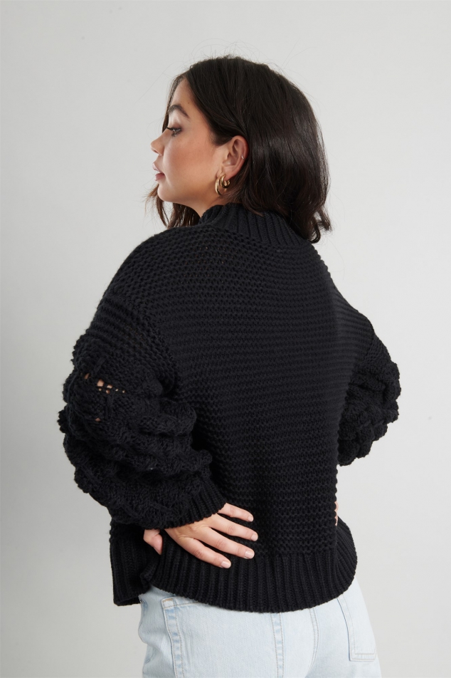 Vintage Square Neck Bubble Sleeve Sweater Blouse main image 0
