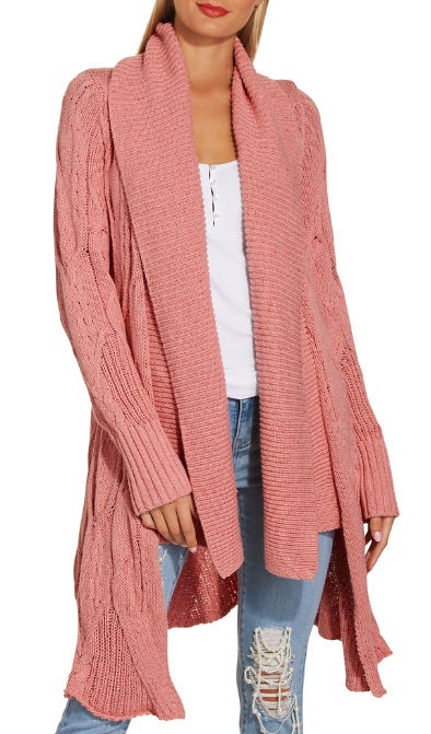 Cabled Long Sleeve Cozy Cardigan