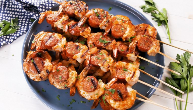 Cajun Butter Shrimp & Sausage Skewers