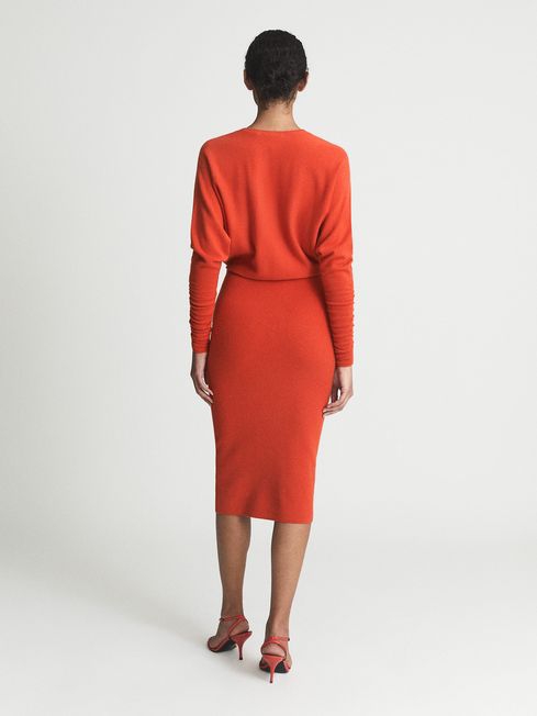 Cashmere Blend Ruched Sleeve Dress - Image 3