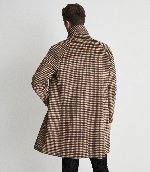 Checked Wool Blend Coat - Image 2
