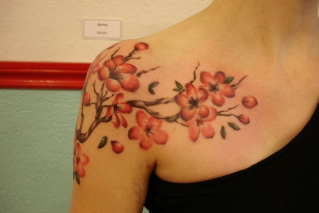 Cherry blossom shoulder tattoo - FaveThing.com
