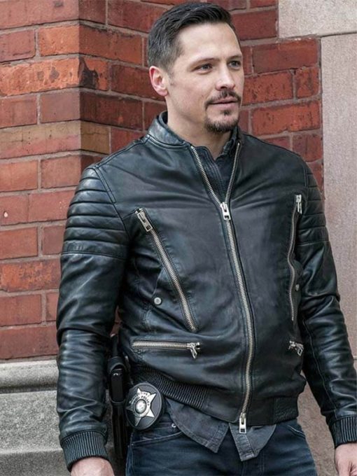 Chicago PD Nick Wechsler Black Leather Jacket