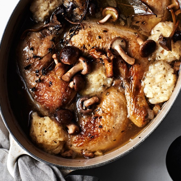 Chicken and Dumplings with Mushrooms