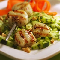 Chile Crusted Scallops with Cucumber Salad