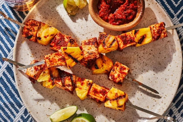 Chipotle Tofu and Pineapple Skewers
