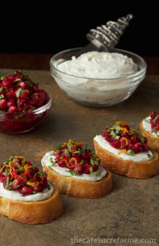 Cranberry & Pomegranate Bruschetta