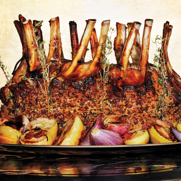 Crown Roast of Pork with Lady Apples and Shallots