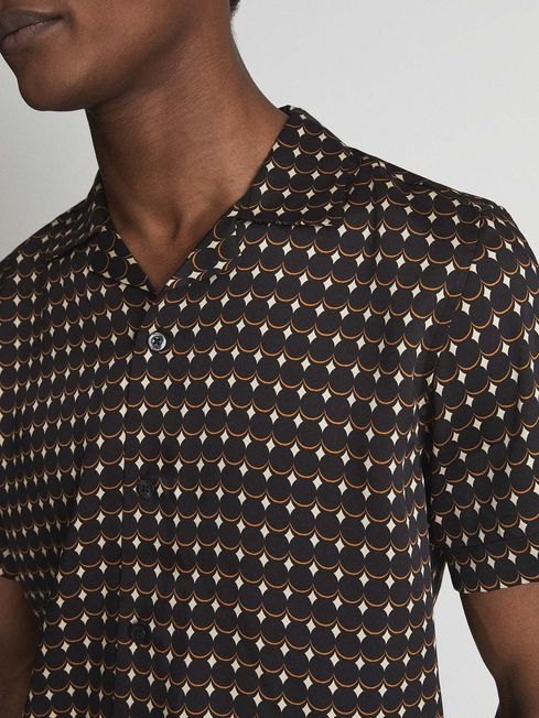 Cuban Collar Geo Print Shirt - Image 2