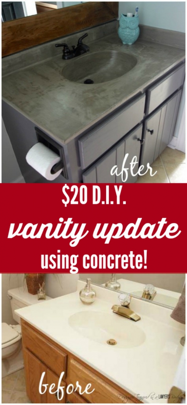 DIY Vanity Makeover : Concrete Overlay