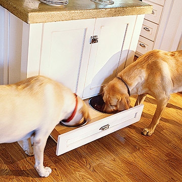 Dog bowl drawer