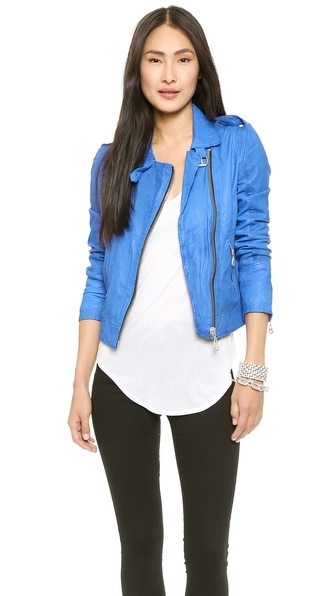 Doma Blue Leather Jacket