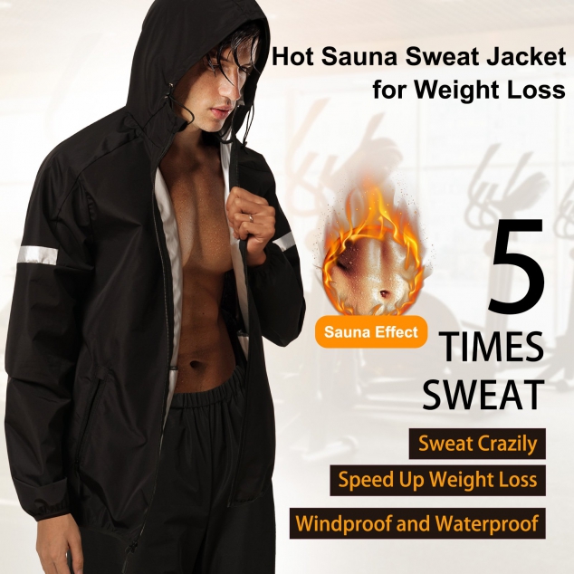 Eleady Lightweight Sauna Waterproof Zip Hooded Sports Jacket