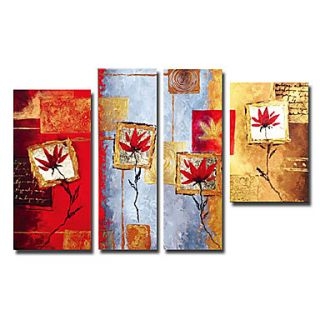 Flowers Oil Painting - Set of 4 - Free Shipping