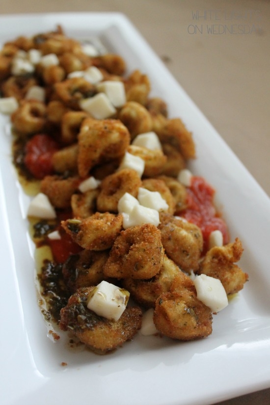 Fried Tortellini with Roasted Garlic Tomato Sauce & Pesto Oil - Image 3