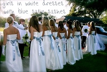 Girls in White Dresses With Blue Satin Sashes - Image 2