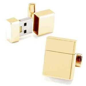 Gold USB Flesh Drive 8GB Cufflinks
